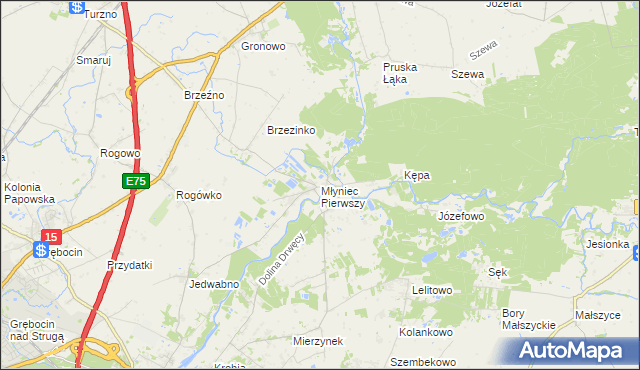 mapa Młyniec Pierwszy, Młyniec Pierwszy na mapie Targeo