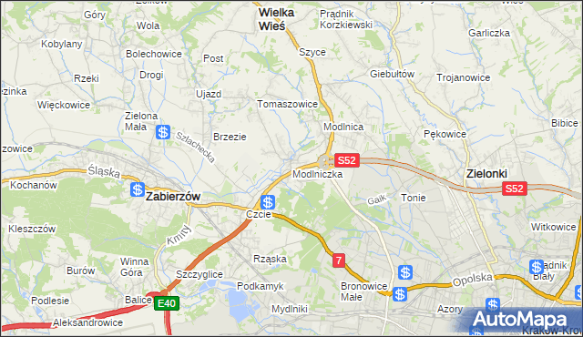 mapa Modlniczka, Modlniczka na mapie Targeo