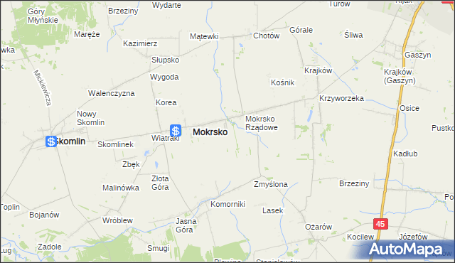 mapa Mokrsko-Osiedle, Mokrsko-Osiedle na mapie Targeo