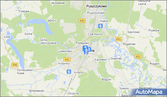 mapa Mosina powiat poznański, Mosina powiat poznański na mapie Targeo