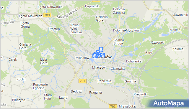 mapa Myszków, Myszków na mapie Targeo