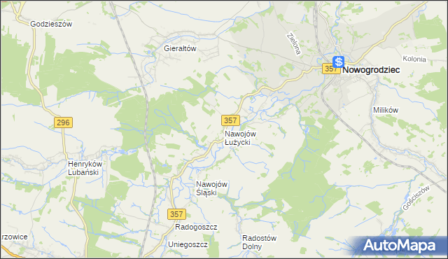 mapa Nawojów Łużycki, Nawojów Łużycki na mapie Targeo