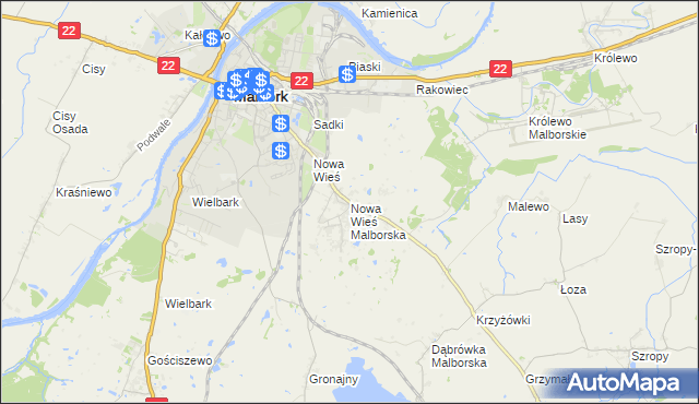 mapa Nowa Wieś Malborska, Nowa Wieś Malborska na mapie Targeo