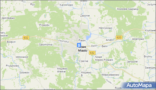 mapa Nowe Miasto powiat płoński, Nowe Miasto powiat płoński na mapie Targeo