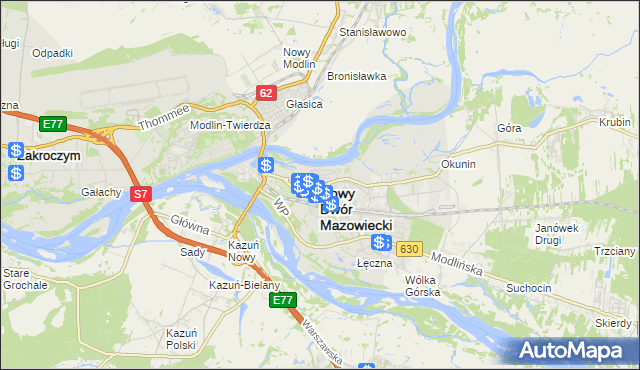 mapa Nowy Dwór Mazowiecki, Nowy Dwór Mazowiecki na mapie Targeo