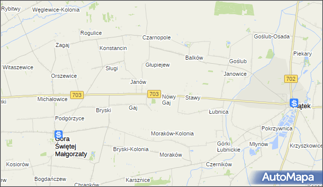 mapa Nowy Gaj gmina Góra Świętej Małgorzaty, Nowy Gaj gmina Góra Świętej Małgorzaty na mapie Targeo