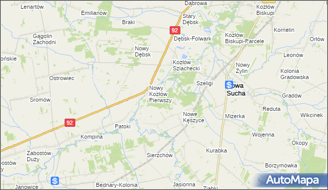 mapa Nowy Kozłów Drugi, Nowy Kozłów Drugi na mapie Targeo