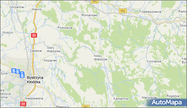 mapa Nowy Waliszów, Nowy Waliszów na mapie Targeo