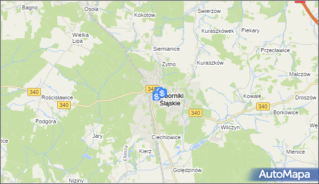mapa Oborniki Śląskie, Oborniki Śląskie na mapie Targeo