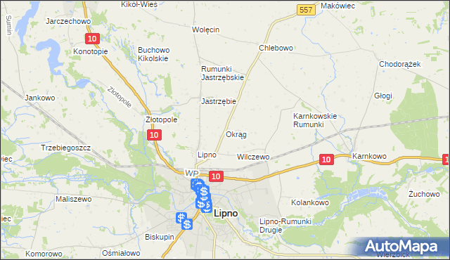 mapa Okrąg, Okrąg na mapie Targeo