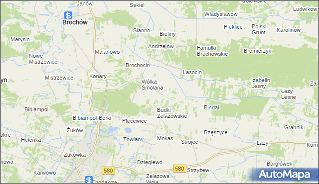 mapa Olszowiec gmina Brochów, Olszowiec gmina Brochów na mapie Targeo
