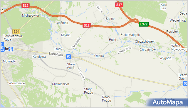 mapa Opoka gmina Końskowola, Opoka gmina Końskowola na mapie Targeo