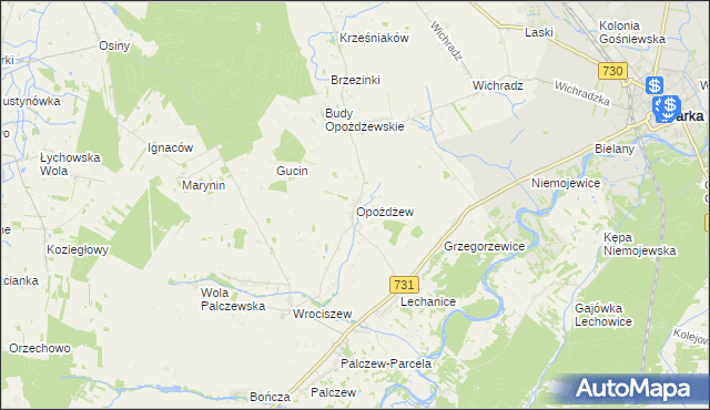 mapa Opożdżew, Opożdżew na mapie Targeo