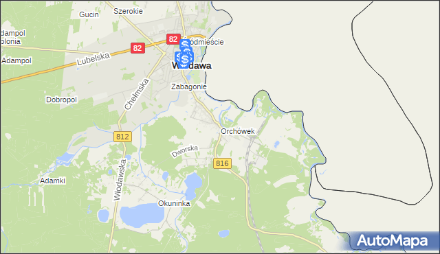 mapa Orchówek gmina Włodawa, Orchówek gmina Włodawa na mapie Targeo