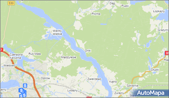 mapa Orlik gmina Łukta, Orlik gmina Łukta na mapie Targeo