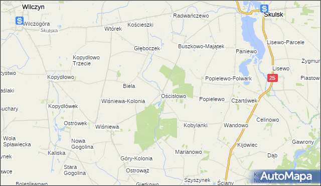 mapa Ościsłowo gmina Wilczyn, Ościsłowo gmina Wilczyn na mapie Targeo