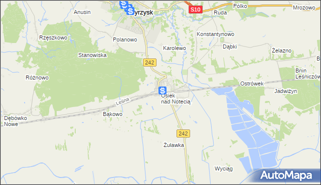 mapa Osiek nad Notecią, Osiek nad Notecią na mapie Targeo