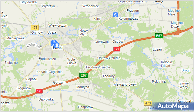 mapa Ostrów-Osiedle, Ostrów-Osiedle na mapie Targeo