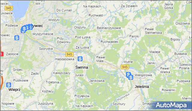 mapa Pewel Mała, Pewel Mała na mapie Targeo