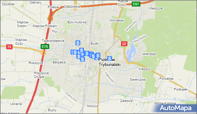 mapa Piotrków Trybunalski, Piotrków Trybunalski na mapie Targeo