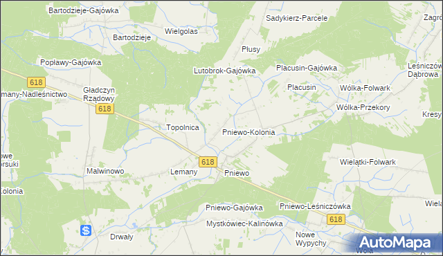 mapa Pniewo-Kolonia, Pniewo-Kolonia na mapie Targeo