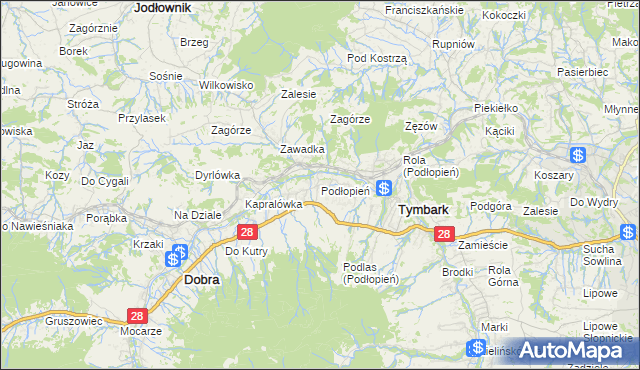 mapa Podłopień, Podłopień na mapie Targeo