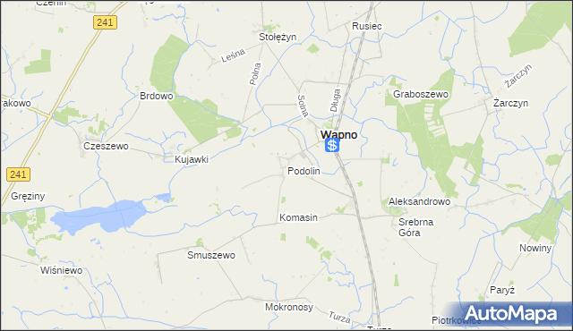 mapa Podolin gmina Wapno, Podolin gmina Wapno na mapie Targeo
