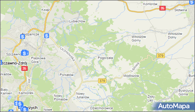 mapa Pogorzała gmina Świdnica, Pogorzała gmina Świdnica na mapie Targeo