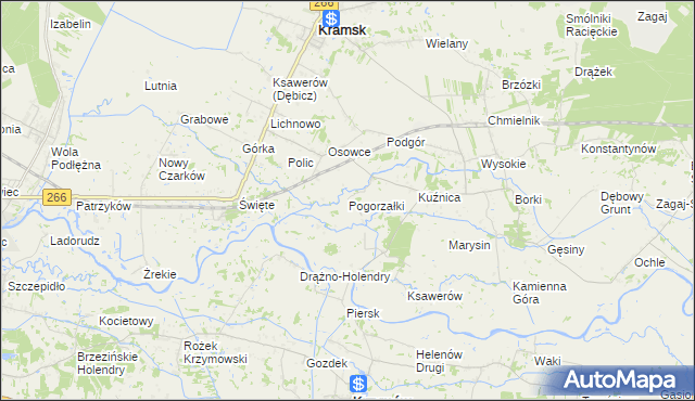 mapa Pogorzałki gmina Kramsk, Pogorzałki gmina Kramsk na mapie Targeo