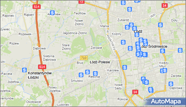 mapa Polesie gmina Łódź, Polesie gmina Łódź na mapie Targeo