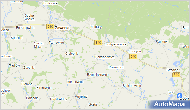 mapa Pomianowice, Pomianowice na mapie Targeo