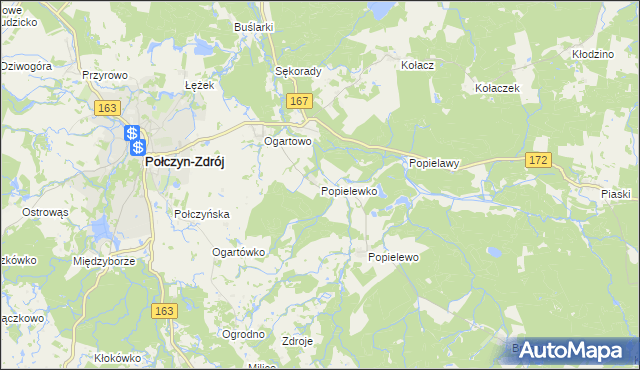 mapa Popielewko, Popielewko na mapie Targeo