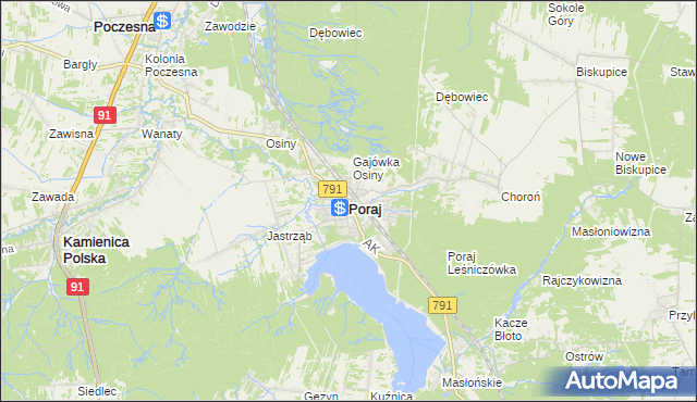 mapa Poraj powiat myszkowski, Poraj powiat myszkowski na mapie Targeo