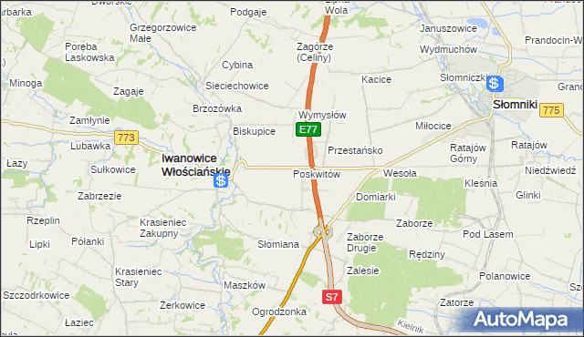 mapa Poskwitów, Poskwitów na mapie Targeo