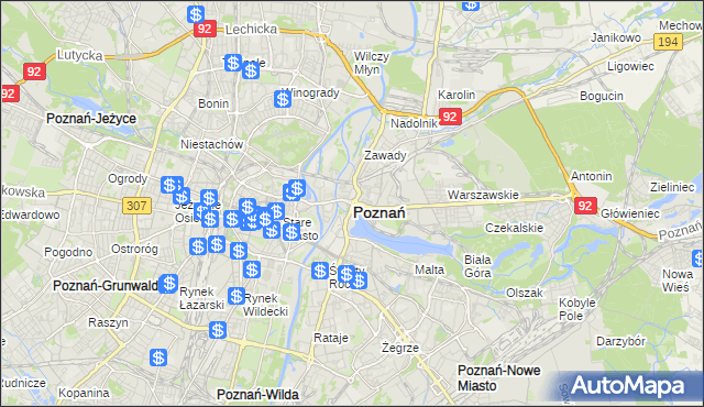 mapa Poznania, Poznań na mapie Targeo
