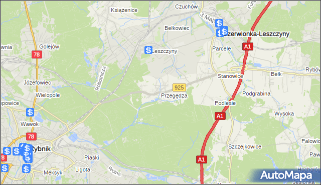 mapa Przegędza, Przegędza na mapie Targeo