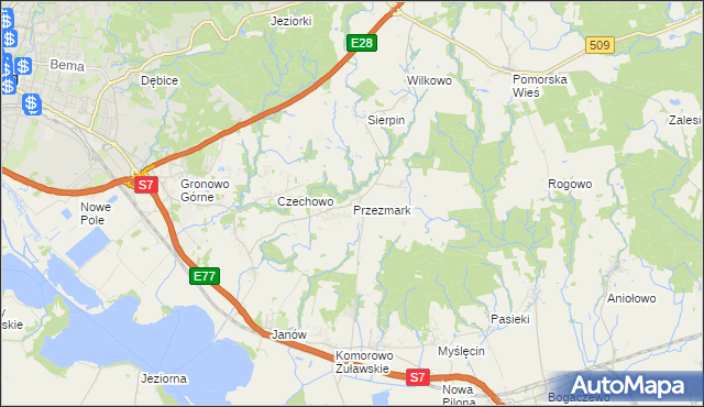 mapa Przezmark gmina Elbląg, Przezmark gmina Elbląg na mapie Targeo