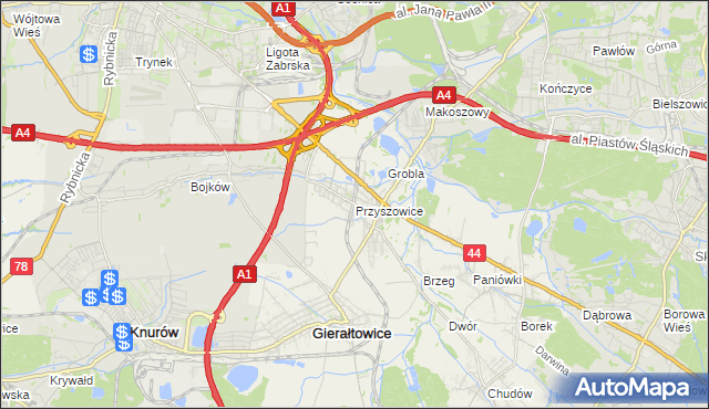 mapa Przyszowice, Przyszowice na mapie Targeo