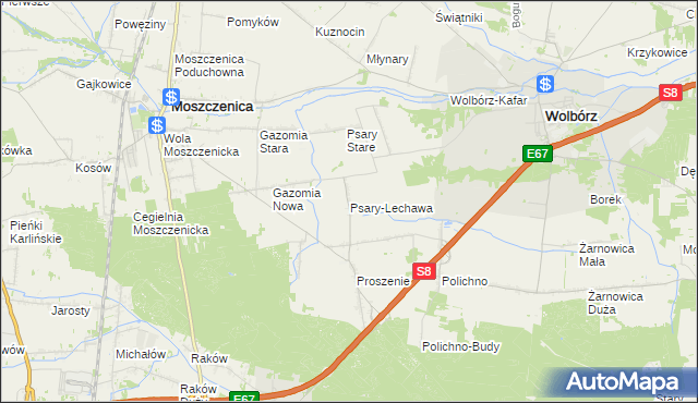 mapa Psary-Lechawa, Psary-Lechawa na mapie Targeo