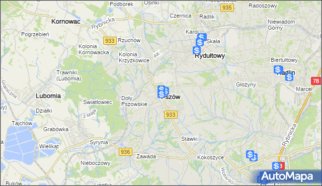 mapa Pszów, Pszów na mapie Targeo