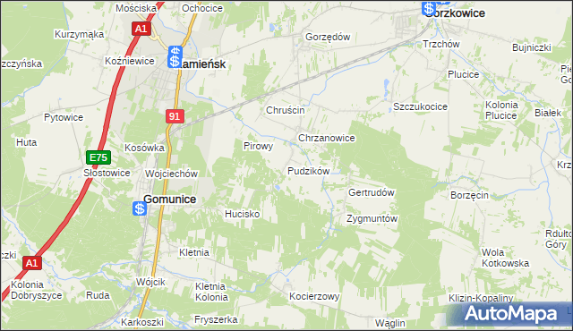 mapa Pudzików, Pudzików na mapie Targeo