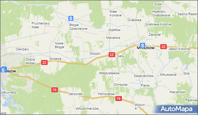 mapa Radonia gmina Mniszków, Radonia gmina Mniszków na mapie Targeo