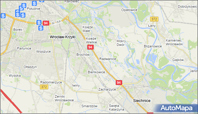 mapa Radwanice gmina Siechnice, Radwanice gmina Siechnice na mapie Targeo