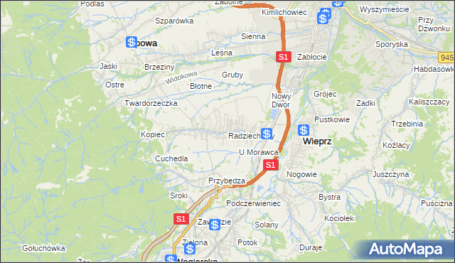 mapa Radziechowy, Radziechowy na mapie Targeo