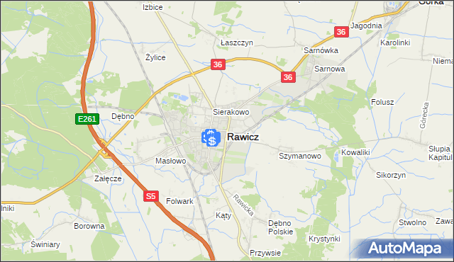 mapa Rawicz, Rawicz na mapie Targeo
