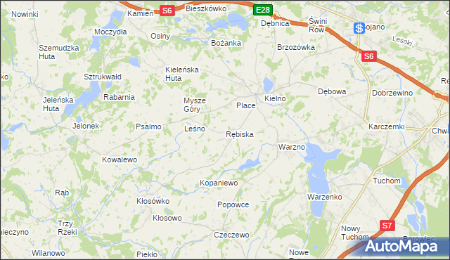 mapa Rębiska gmina Szemud, Rębiska gmina Szemud na mapie Targeo