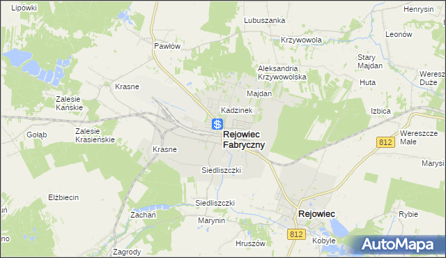 mapa Rejowiec Fabryczny, Rejowiec Fabryczny na mapie Targeo