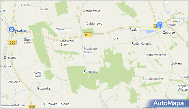 mapa Rezerwa, Rezerwa na mapie Targeo