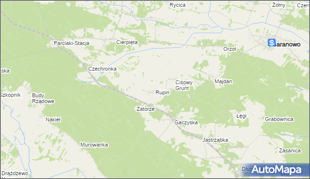 mapa Rupin gmina Baranowo, Rupin gmina Baranowo na mapie Targeo