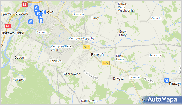 mapa Rzekuń, Rzekuń na mapie Targeo